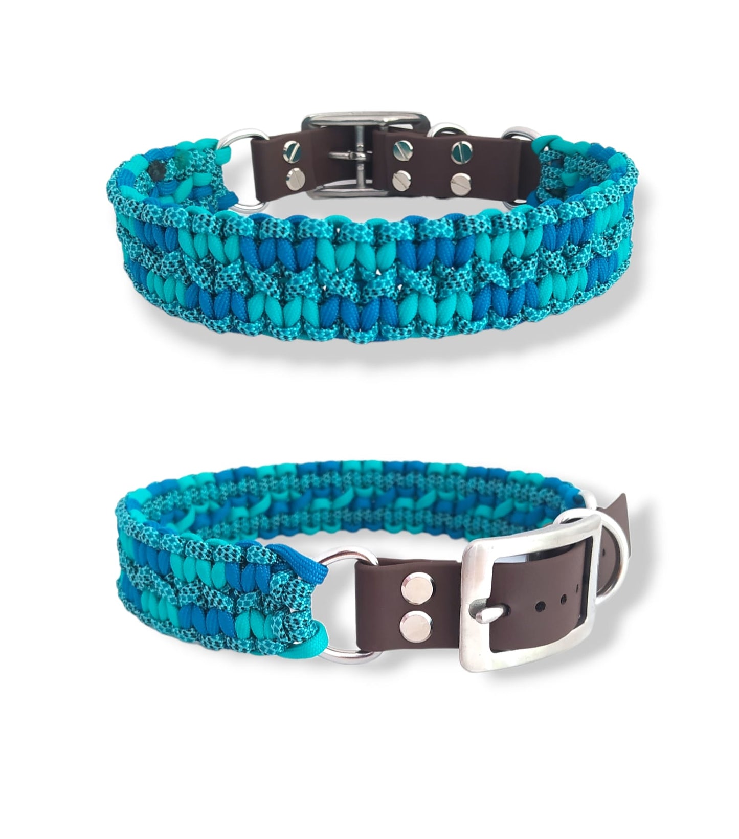 Paracord Halsband Zick Zack -  Farben: Bright Türkis, Caribbean Blue, Night Sky