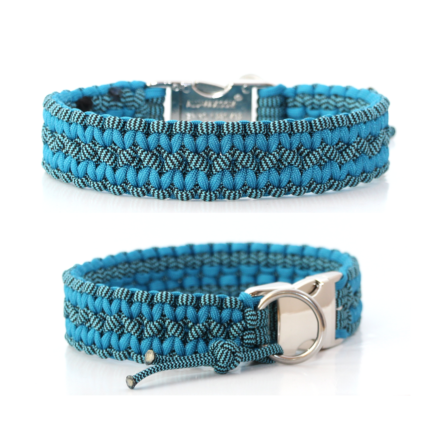 Paracord Halsband Zick Zack -  Farben: Shockwaves Türkis, Caribbean Blue