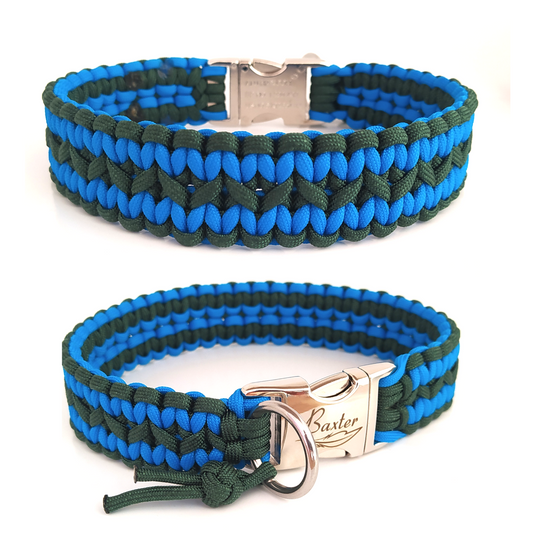 Paracord Halsband Zick Zack -  Farben: Emerald Green, Colonial Blue