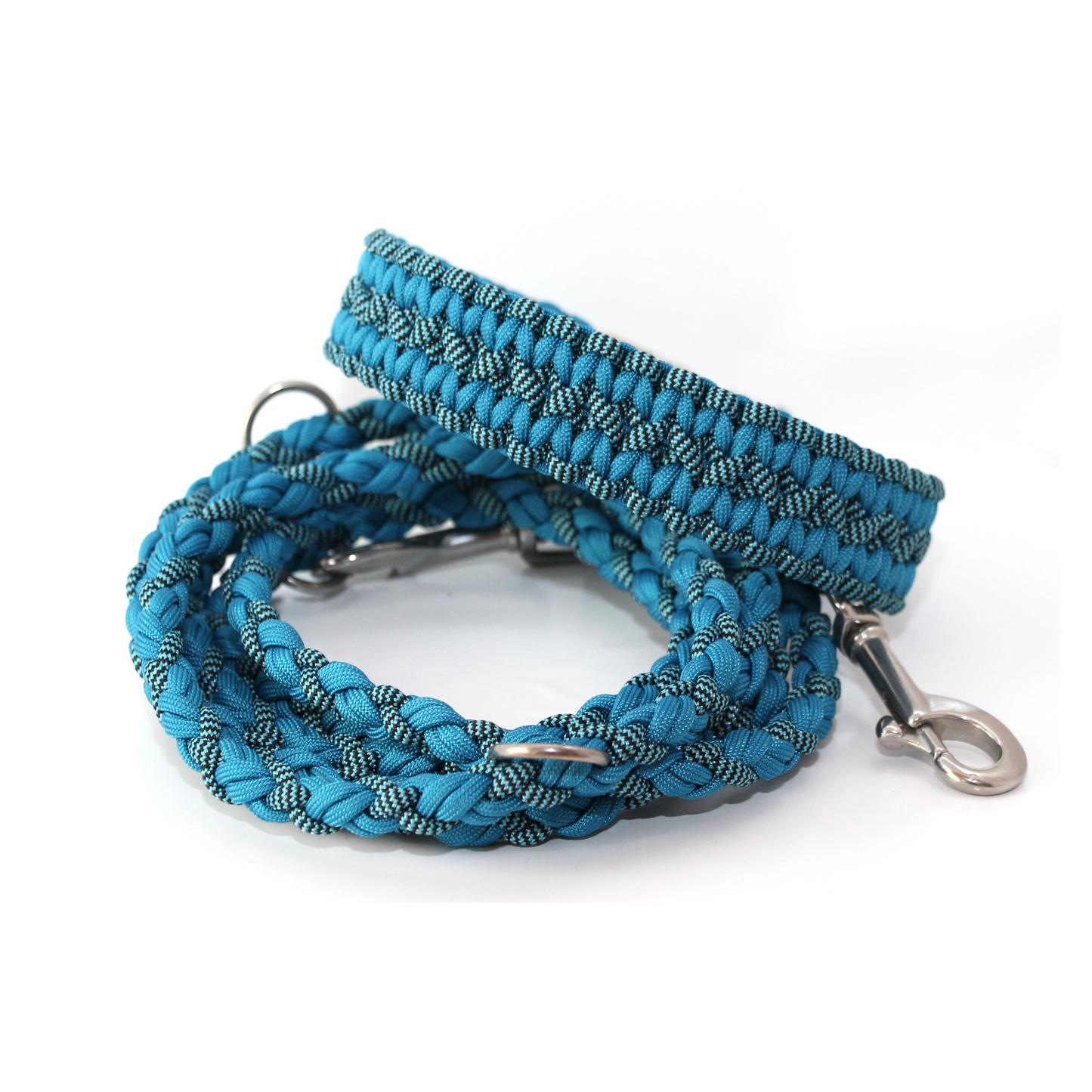 Paracord Halsband Zick Zack -  Farben: Shockwaves Türkis, Caribbean Blue