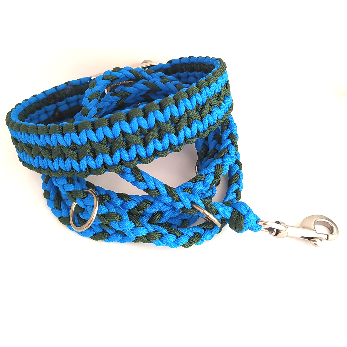 Paracord Halsband Zick Zack -  Farben: Emerald Green, Colonial Blue