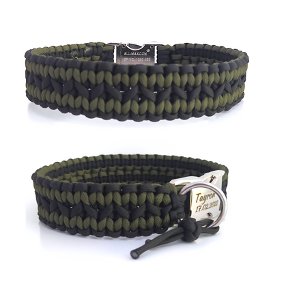 Paracord Halsband Zick Zack -  Farben: Schwarz, Olive Drap