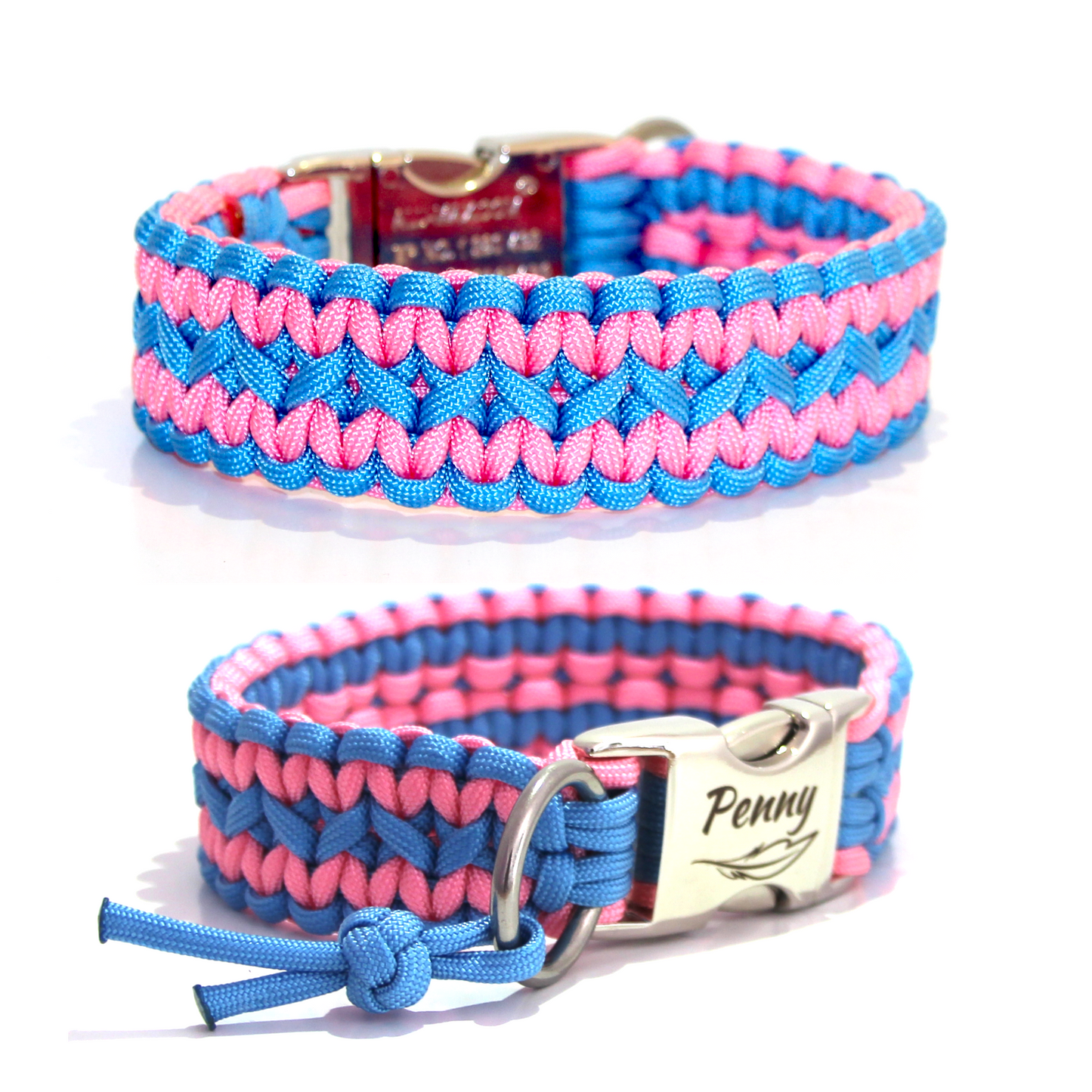 Paracord Halsband Zick Zack -  Farben: Türkis, Rose Pink