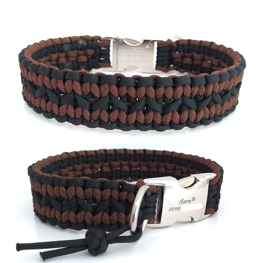 Paracord Halsband Zick Zack -  Farben: Schwarz, Chocolate Brown