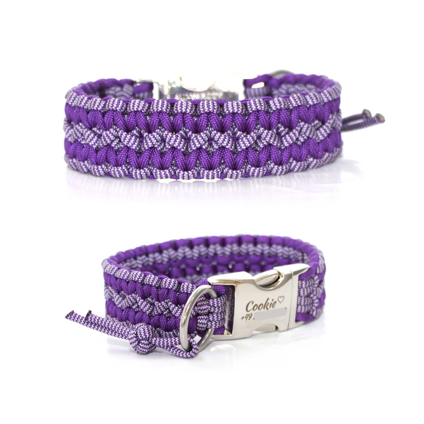 Paracord Halsband Zick Zack -  Farben: Acid Purple, Shockwaves Acid Purple