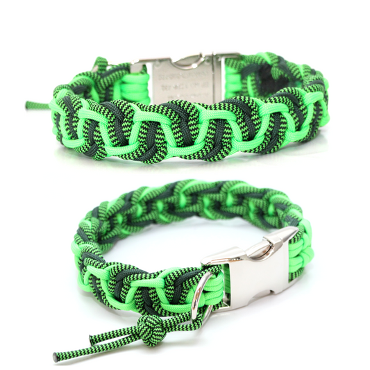 Paracord Halsband Dance - Farben: Neon Green, Emerald Green, Shockwaves Neon Green