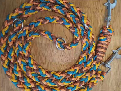 Paracord Leine - Colour Shake - Farben: Goldenrod, Chocolate, Teal, Fox Orange