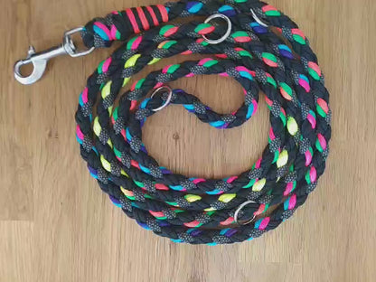 Paracord Leine - Maxi - Farben: Regenbogen, Schwarz, Charcoal Diamonds