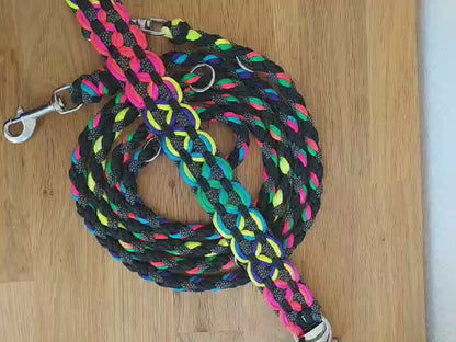 Paracord Halsband Big Wave - Farben: Regenbogen, Schwarz, Charcoal Diamonds