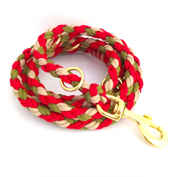 Paracord Leine - Maxi - Farben: Imperial Red, Sand, Moss