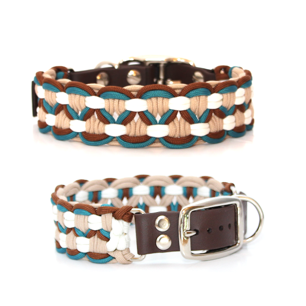 Paracord Halsband Big Wave - Farben: Sand, Teal, Chocolate, White