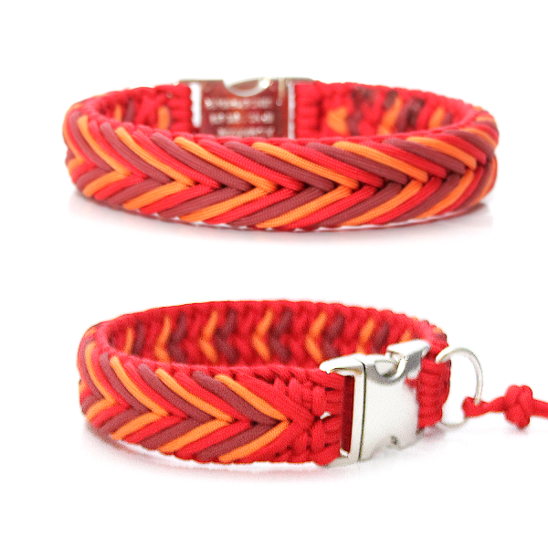 Paracord Halsband Arrow - Farben: Imperial Red, Fox Orange, Crimson