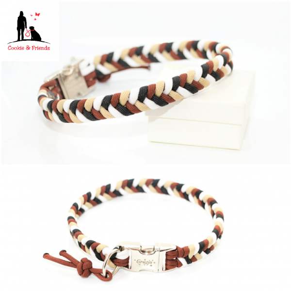Paracord Halsband Konfetti - Farben: Schwarz, Sand, Chocolate Brown, Weiß