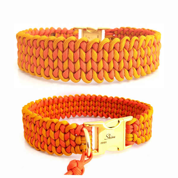 Paracord Halsband Knitted - Farben: Goldenrod, Fox Orange