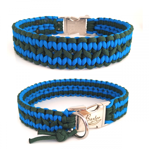 Paracord Halsband Zick Zack - Farben: Emerald Green, Colonial Blue
