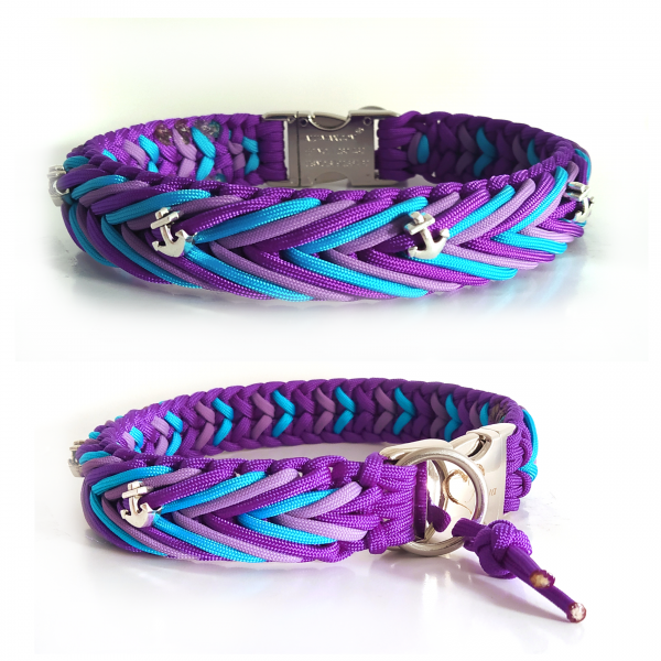 Paracord Halsband Arrow - Farben: Acid Purple, Lilac, Türkis
