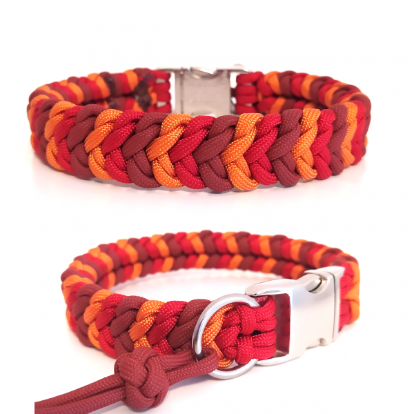 Paracord Halsband Little Snake - Farben: Imperial Red, Crimson, Fox Orange