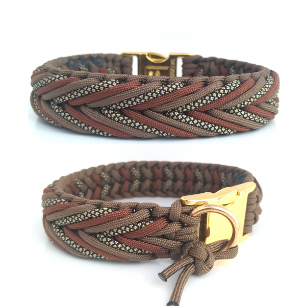 Paracord Halsband Arrow - Farben: Coyote Brown, Chocolate, Gold Diamonds