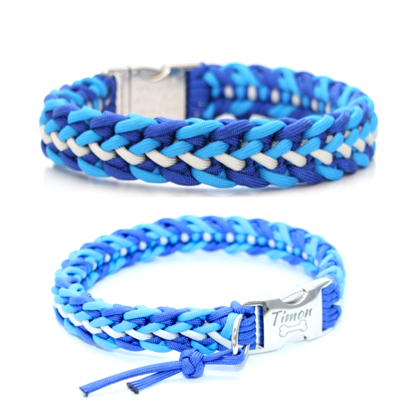 Paracord Halsband Floating Colors - Farben: Royal Blue, Türkis, Silvergrey