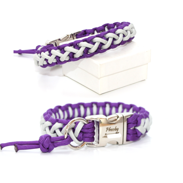 Paracord Halsband Floating Colors Smal - Farben: Acid Purple, Silvergrey