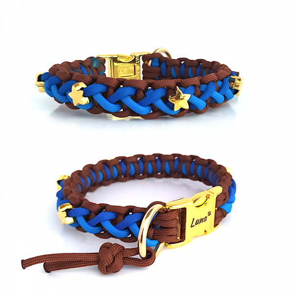 Paracord Halsband Floating Colors Smal - Farben: Rust, Royal Blue, Colonial Blue