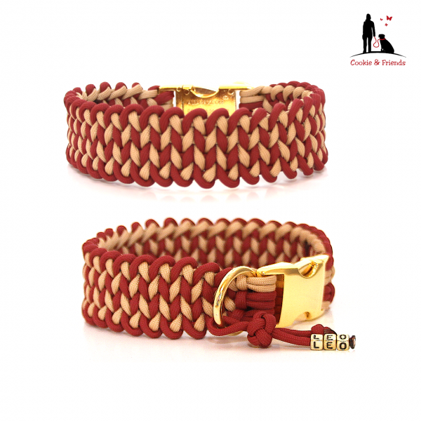 Paracord Halsband Knitted - Farben: Crimson & Sand