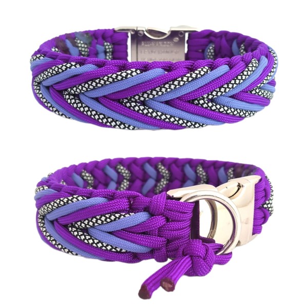 Paracord Halsband Arrow - Farben: Acid Purple, Lavender Purple, Silver Diamonds