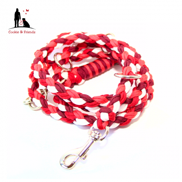 Paracord Leine - Maxi - Farben: Burgundy, Imperial Red, Scarlet Red, White