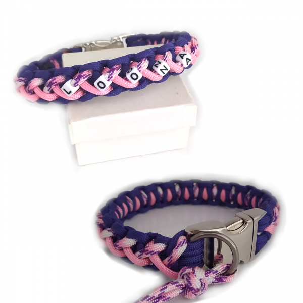Paracord Halsband Floating Colors Smal - Farben: Purple, Aloha, Lavender Pink