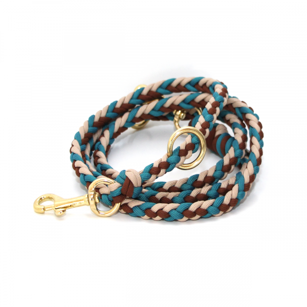 Paracord Leine - Mixed Colors - Farben: Teal, Chocolate Brown, Sand