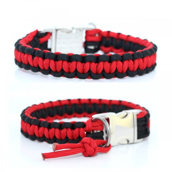 Paracord Halsband Cobra - Farben: Schwarz, Imperial Red