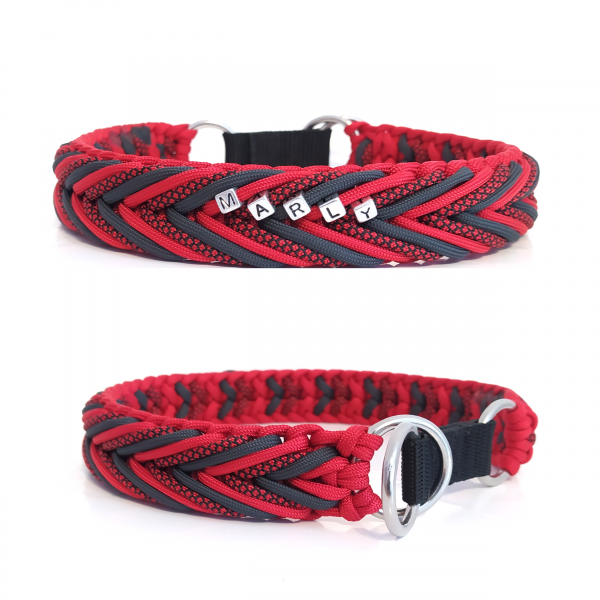 Paracord Halsband Arrow - Farben: Imperial Red, Anthrazit, Imperial Red Diamonds
