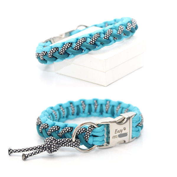 Paracord Halsband Floating Colors Smal - Farben: Türkis, Silver Diamonds