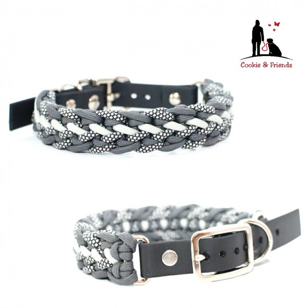 Paracord Halsband Floating Colors - Farben: Anthrazite, Silvergrey, Silver Diamonds