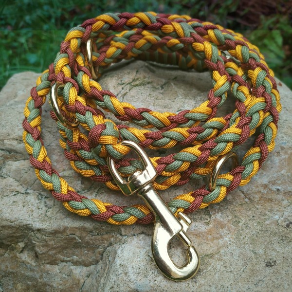 Paracord Leine - Crossover - Farben: Moss, Rust, Goldenrod