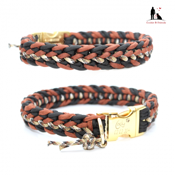 Paracord Halsband Floating Colors - Farben: Rust, Schwarz, Smores