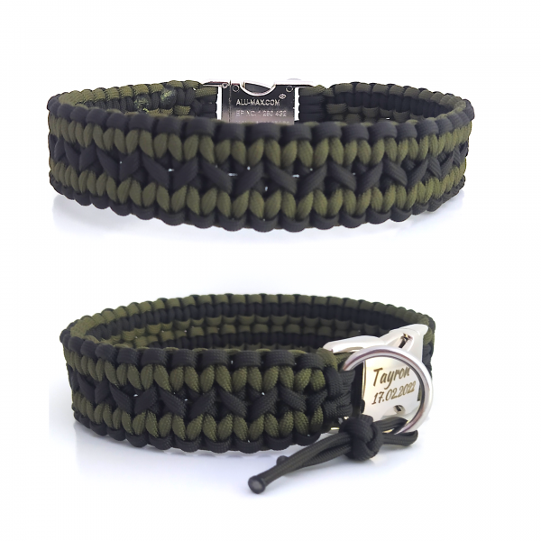 Paracord Halsband Zick Zack - Farben: Schwarz, Olive Drap