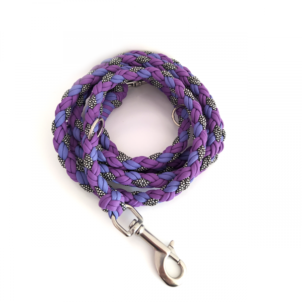 Paracord Leine - Maxi - Farben: Lavender Purple, Lilac, Silver Diamonds