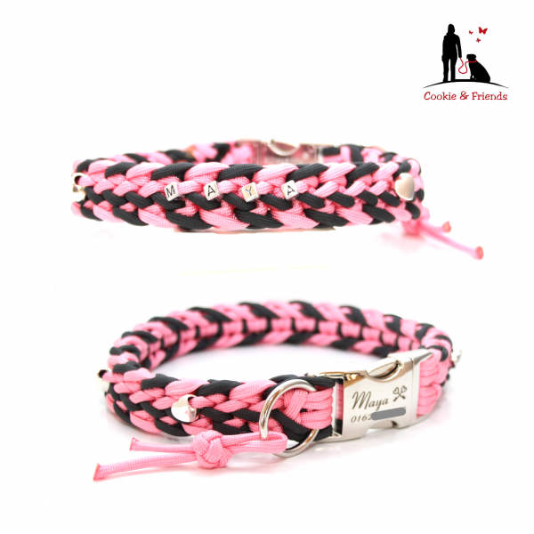 Paracord Halsband Floating Colors - Farben: Rose Pink, Anthrazit