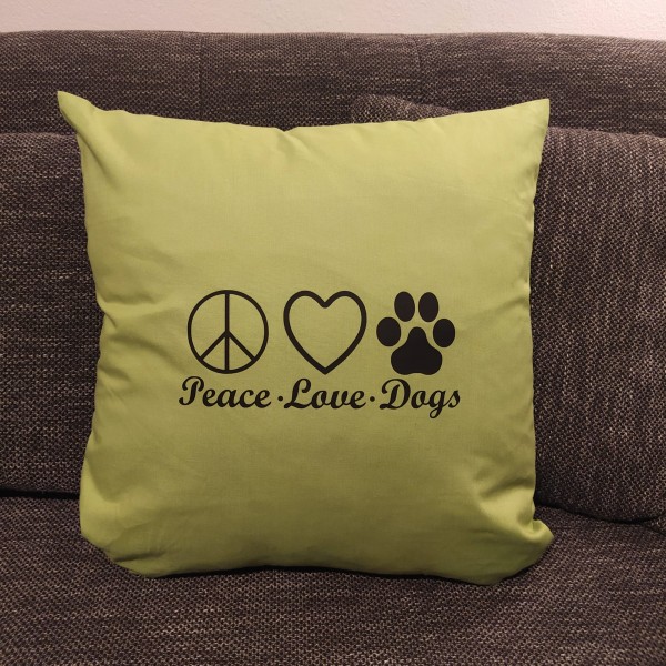 Kissenbezug - Love, Peace & Dogs