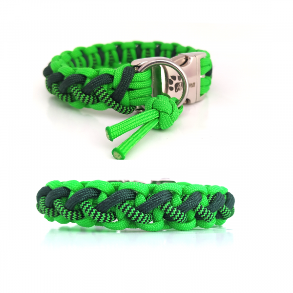 Paracord Halsband Floating Colors Smal - Farben: Neon Green, Emerald Green, Shockwaves Green